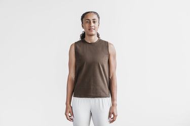 Nobull Heavyweight Sleeveless Women's T Shirts Chocolate | Australia (DP8690)